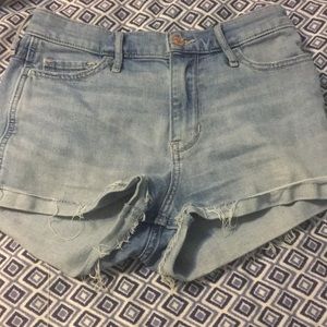 light blue denim shorts